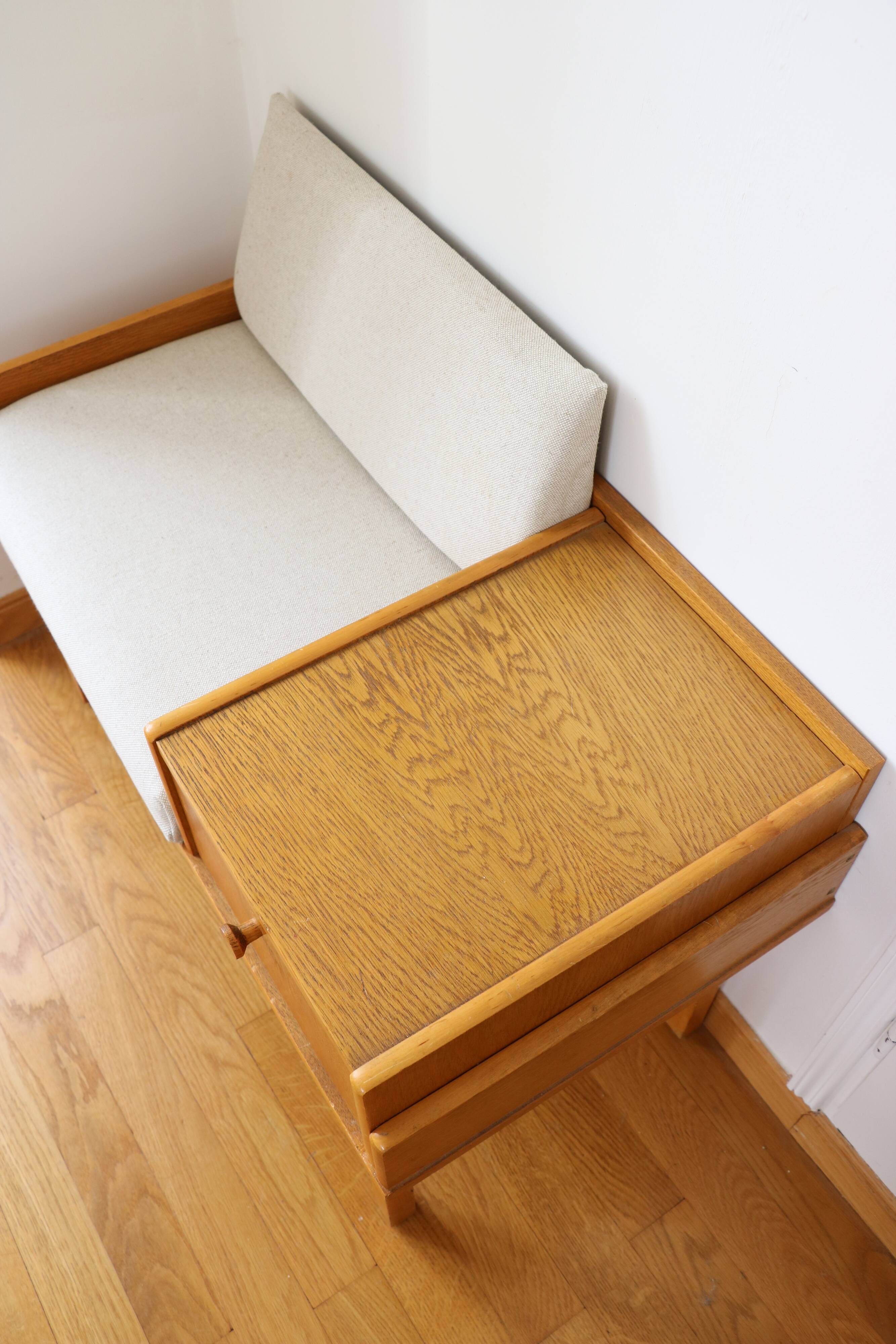 Entry bench, modular Scandinavian telephone bench, teak, 1960.