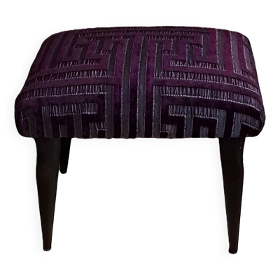 Tabouret repose pied bois restauration tapissière XX meuble d'appoint