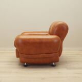 Leather armchair, Italian design, 1970s, production: Italy