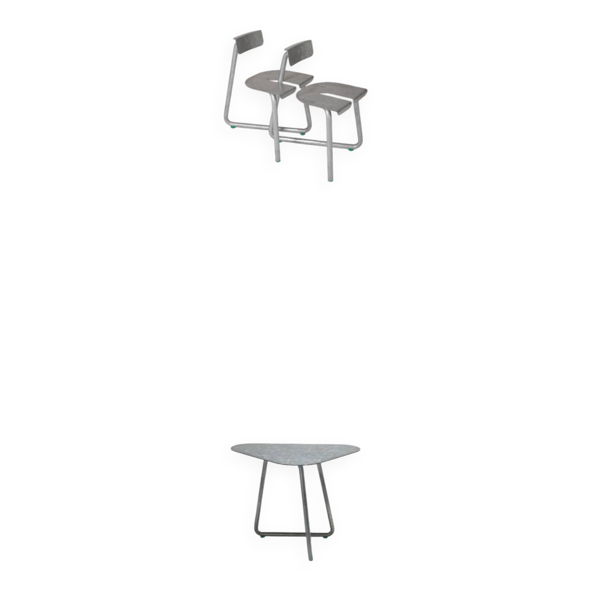 Set of a dining table and two chairs (vintage) purchased from a gallery.