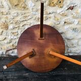 Vintage round coffee table, oak tripod legs circa 60