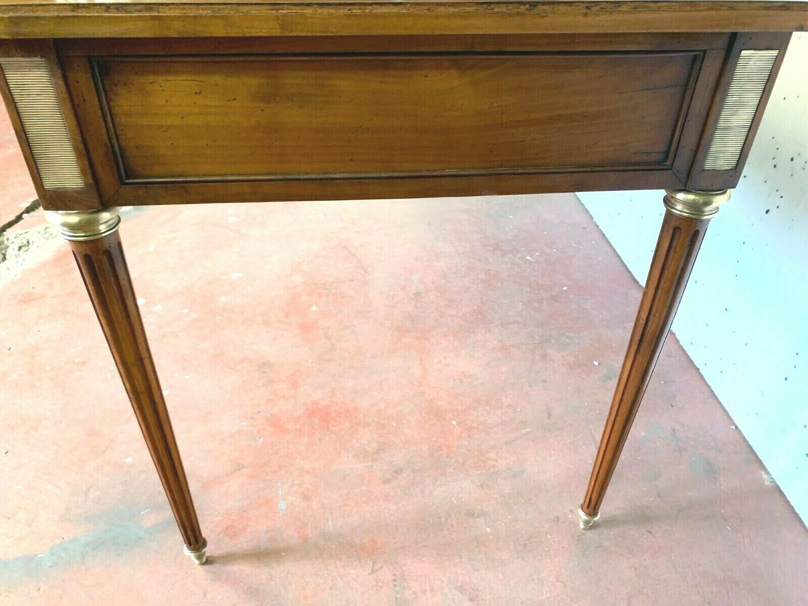 Louis XVI-style flat desk Merisier Red leather top 20th century