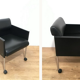 Set of 4 armchairs in leather and black lacquered metal Rosenthal