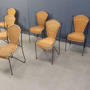 Wicker Chairs by Frederick Weinberg, 1960s, Set of 6
