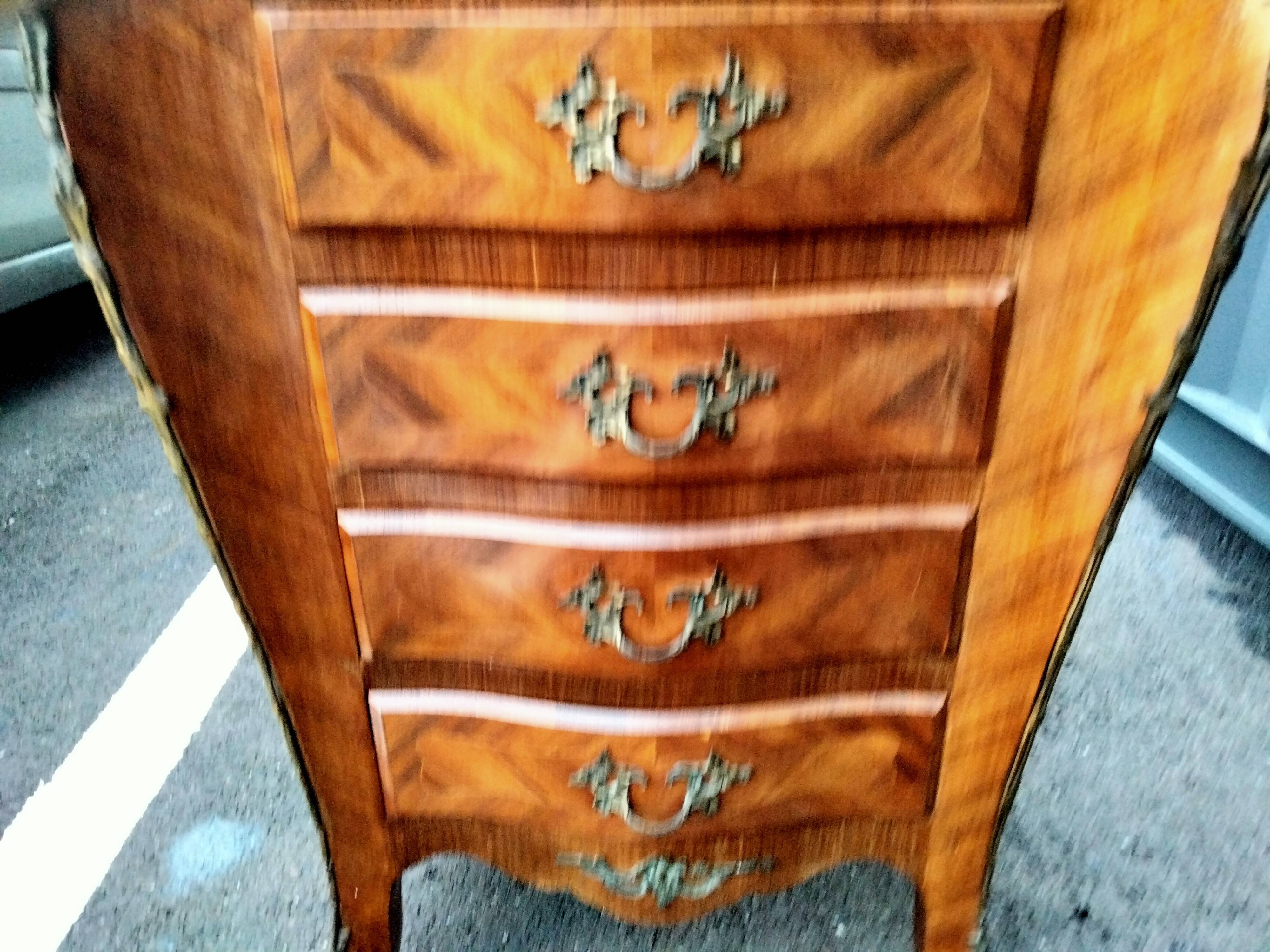 Dresser rag maker style louis xv marquetry marble top