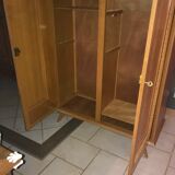 Vintage wood and rattan wardrobe