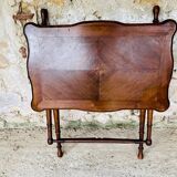 Folding side table in turned wood and marquetry circa 30's/40's