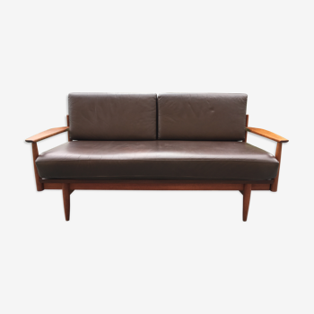 Daybed sofa scandinavian leather 60s