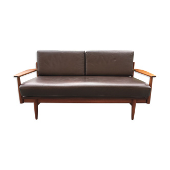 Canapé daybed scandinave cuir années 60