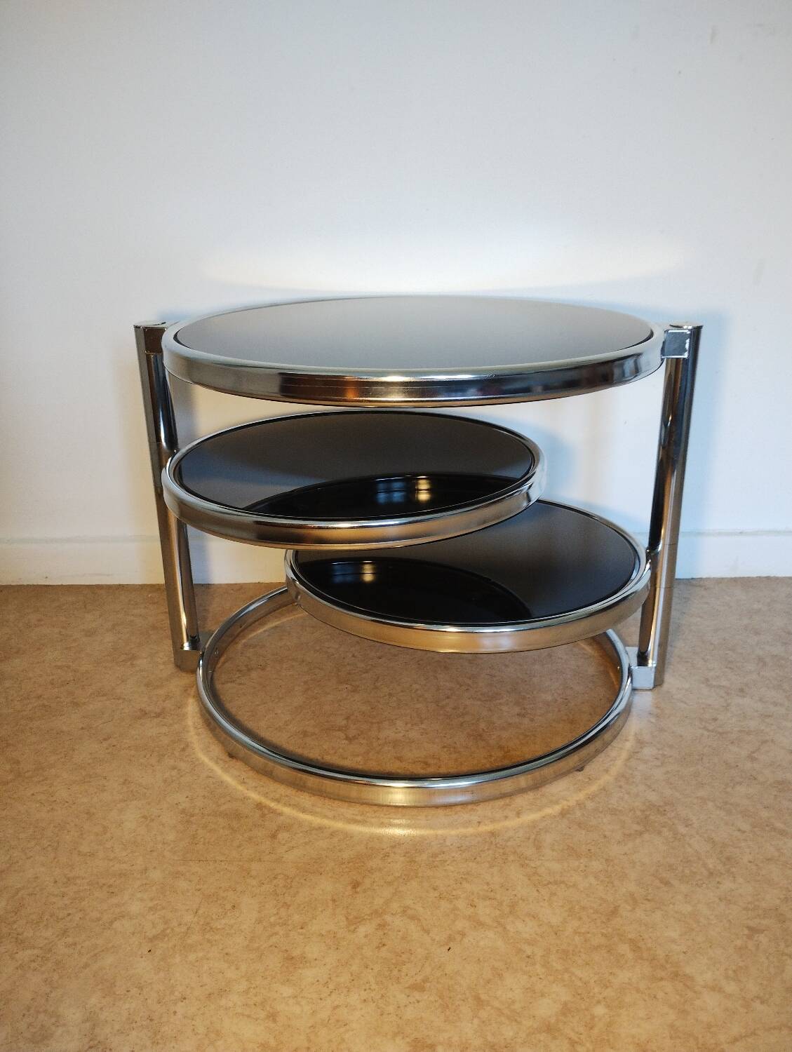 Metal and smoked glass coffee table, 1970