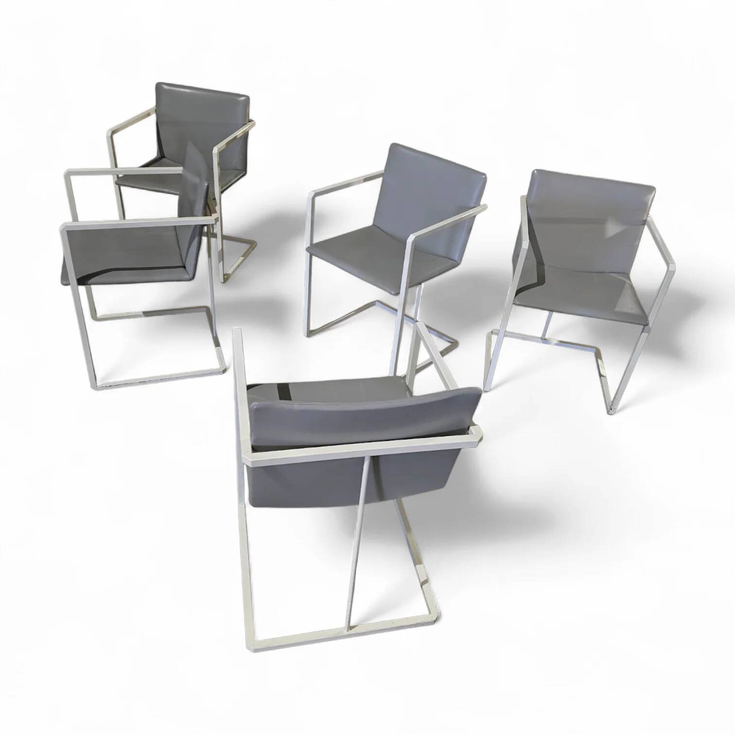 4 x Pierre Mazairac & Karel Boonzaaijer, Hennie de Jong int, grey fabric, white steel, 1970s