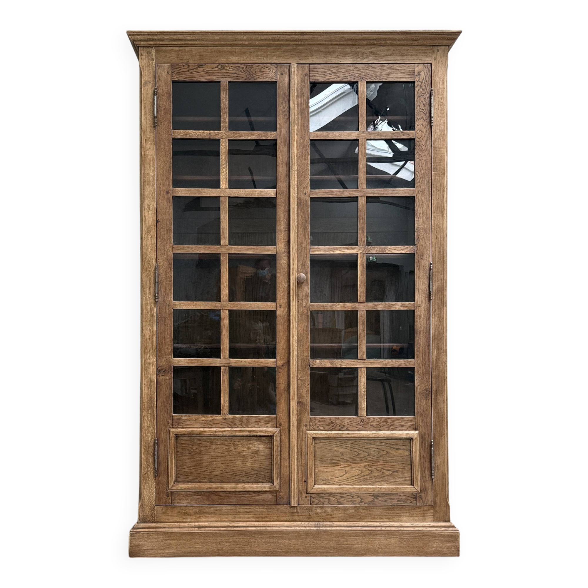 Large vintage display cabinet in solid oak (renovated)