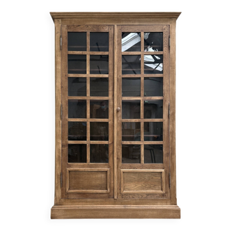 Large vintage display cabinet in solid oak (renovated)