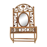 Rattan towel mirror