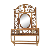 Rattan towel mirror