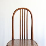 Set of 4 Luterma bistro chairs in curved wood and imitation leather, early 20th century