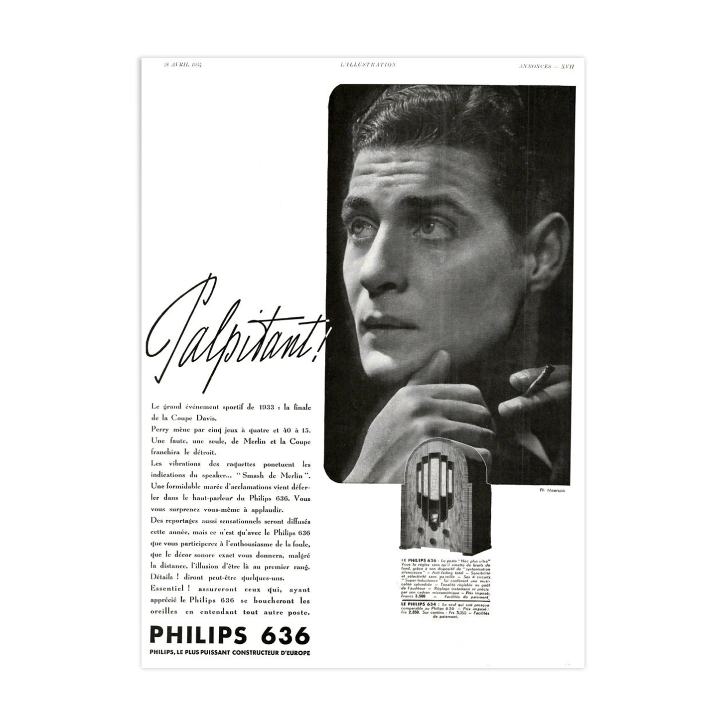 Vintage poster 30s Radio TSF Philips