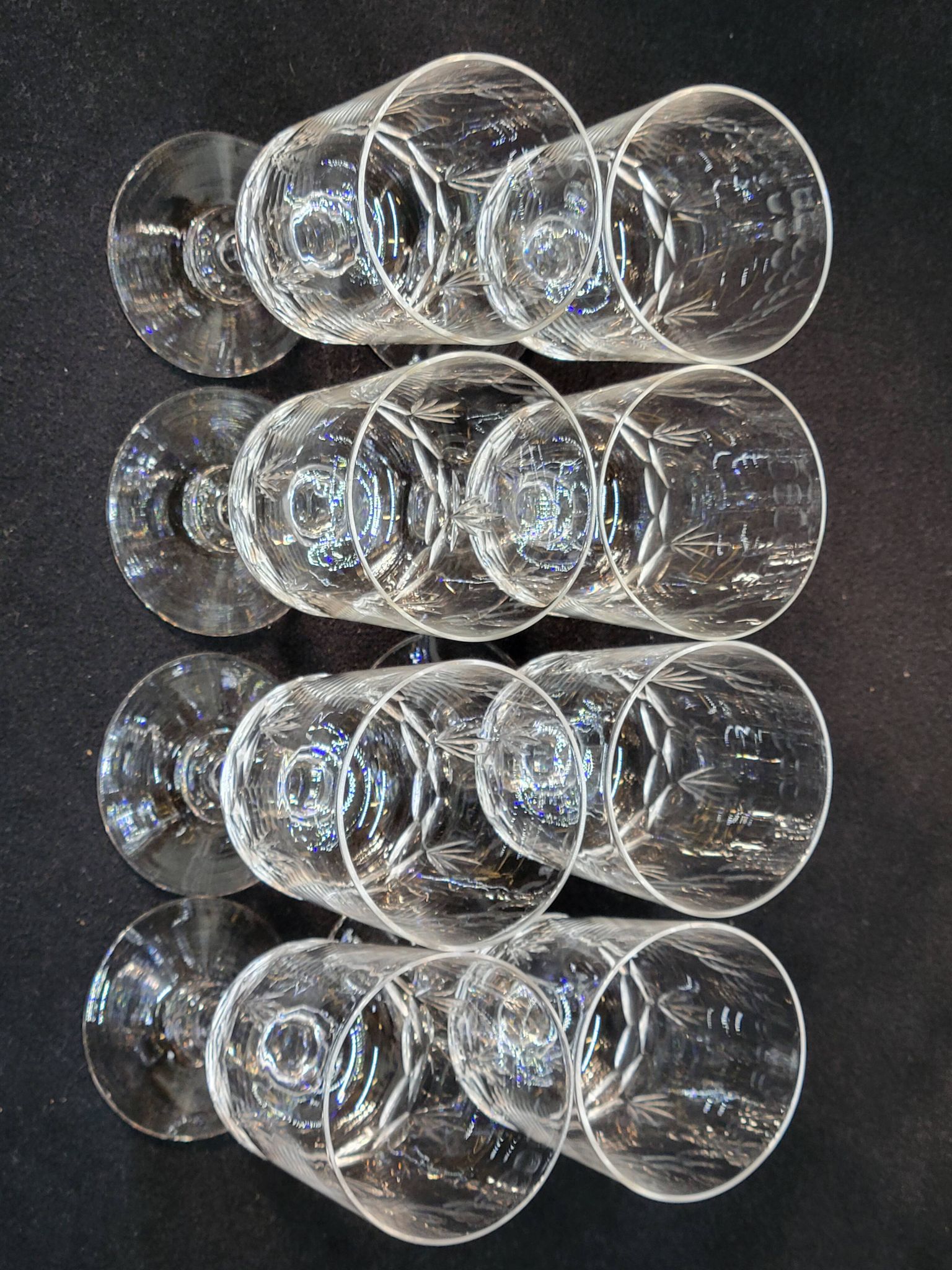 8 antique baccarat crystal wine glasses cut engraved 10742