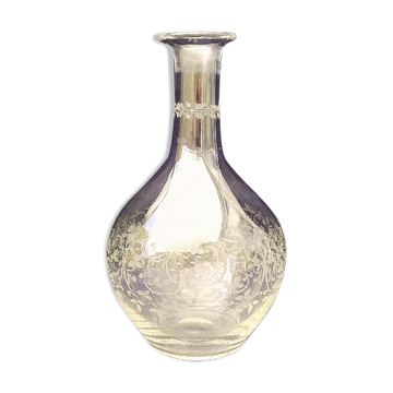 Carafe en verre ciselé  décor feuillage 50’s vintage