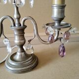 Paire de lampes  girandoles pampilles et métal argenté