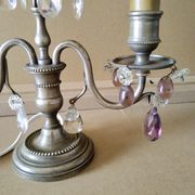 Pair of girandole lamps and silver metal