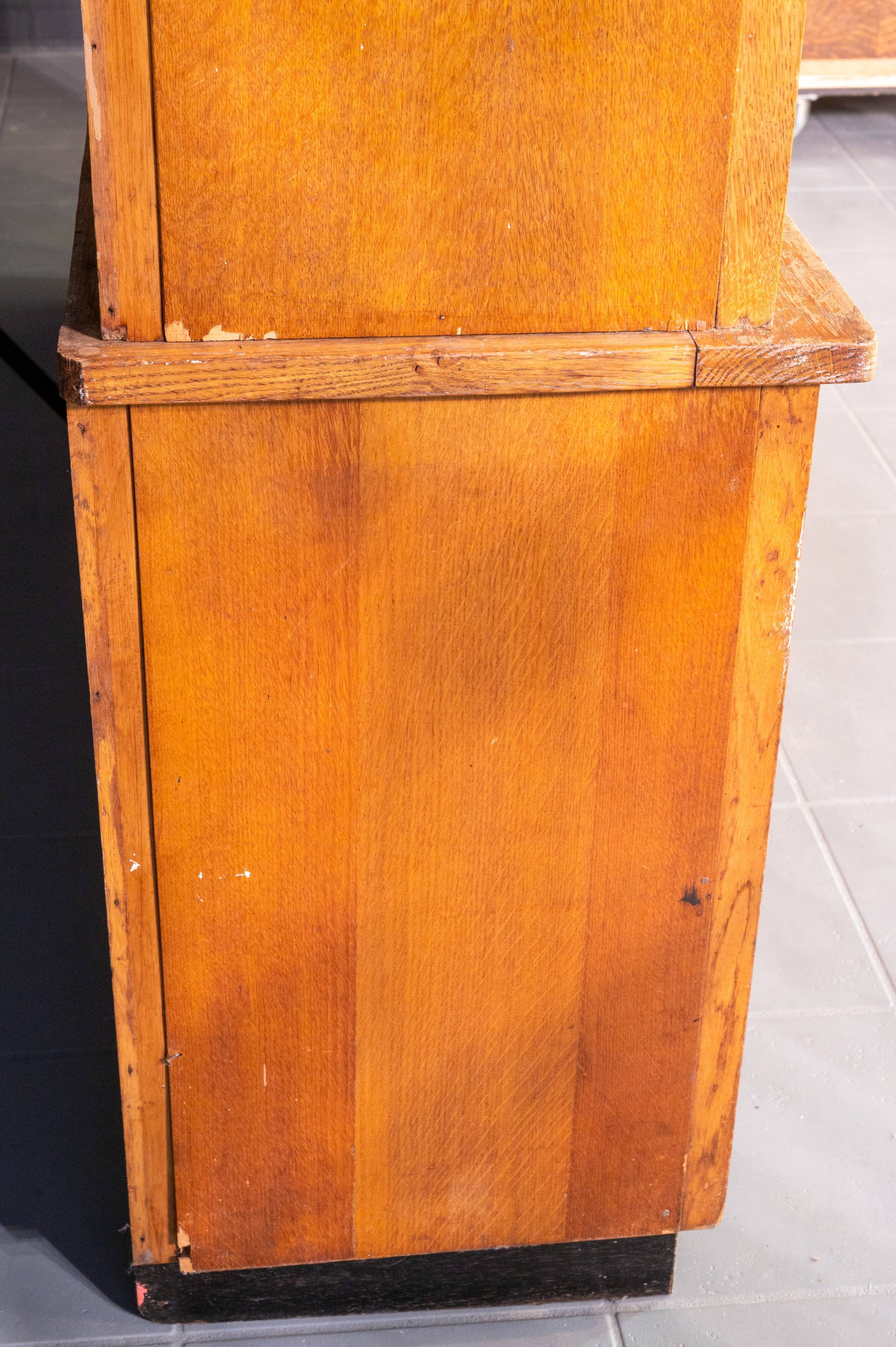 Vintage haberdashery grocery cabinet old shop interior, 1950s