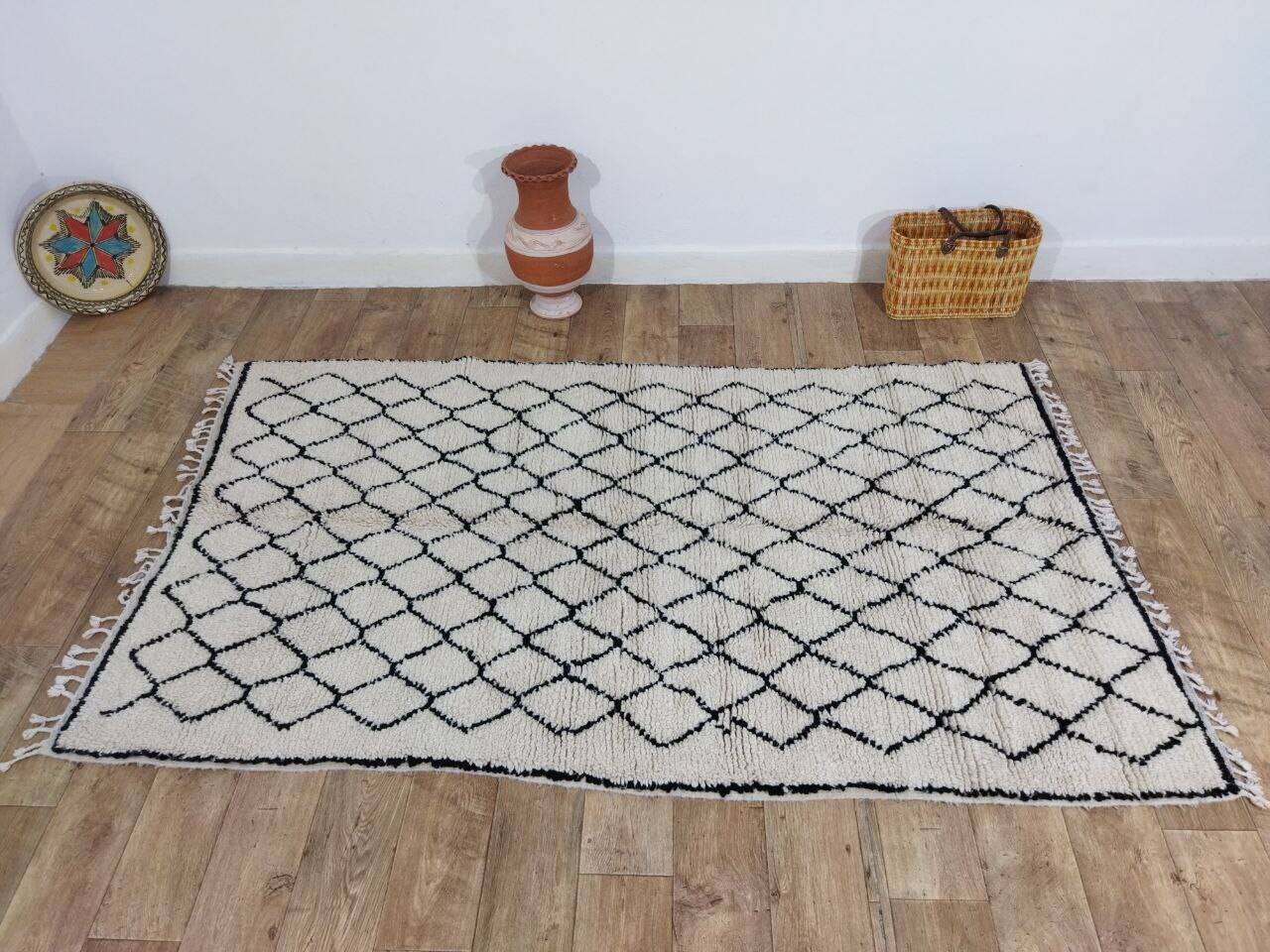 Handmade wool Berber rug 220 x 130 cm