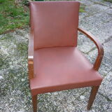 Light brown and wood Bridge armchair, from the 40s-50s