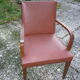 Fauteuil bridge marron clair et bois des années 40-50