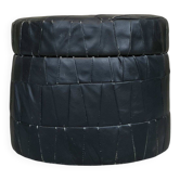 Vintage De Sede black leather storage pouf.