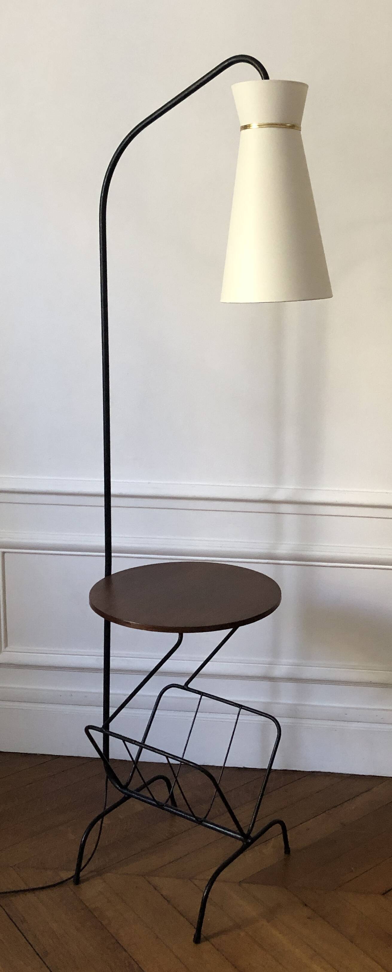 Floor lamp with shelf, magazine rack and diabolo, 1960s