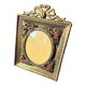 Cadre en métal antique en laiton doré cadre 10,5 cm x 9 cm verre convexe