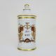 Old apothecary pot, made of snake porcelain, painted by hand. Year 60