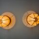 Pair of "cocoon" wall lights, polymer and pine, Italy, 1970