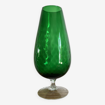 High green vase in empolied glass made in italy