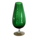 High green vase in empolied glass made in italy