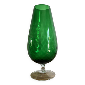 High green vase in empolied glass made in italy