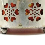 Art Nouveau sugar bowl, silver-plated brass, orange glass, Germany, early 20th century