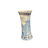 Vase cornet gien blanc bleu