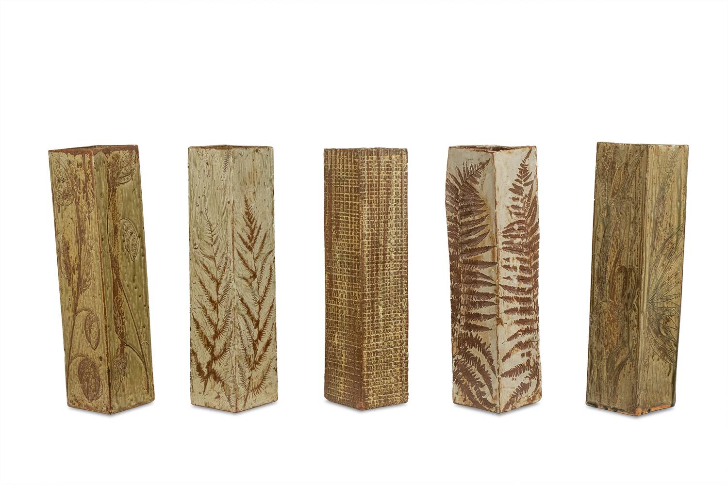 Brutalist stoneware vase with a floral design. 1970s.