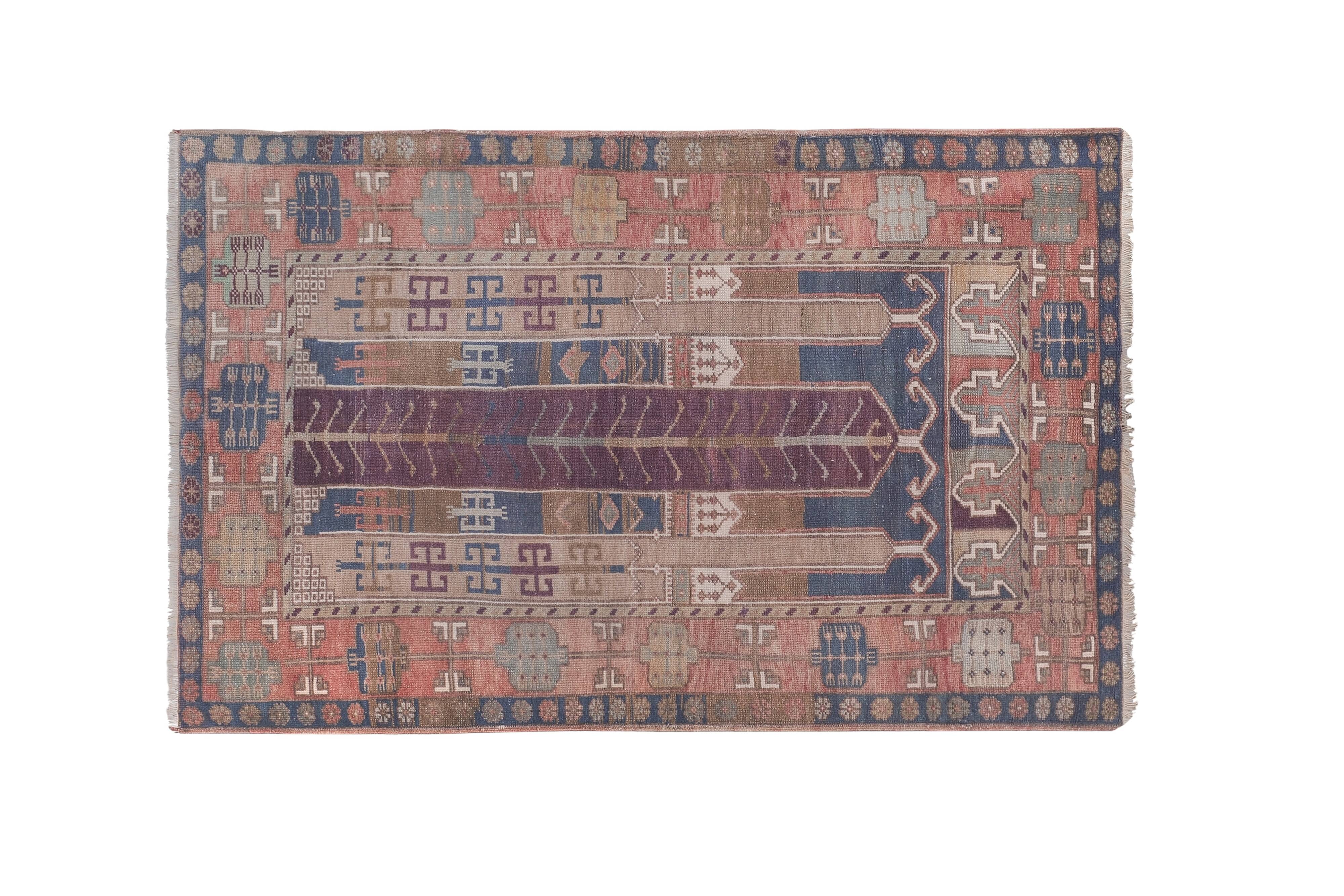 Vintage Turkish Oushak Rug Handwoven 125x198 cm