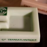 Three opalex ashtrays at the Logo of the Trans-Atlantic General Company - French Line - Model created by Jean Luce for the cruises of the liner Normandy and France