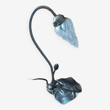 Lampe bureau chevet métal nénuphar verre dépolis dp 0923232