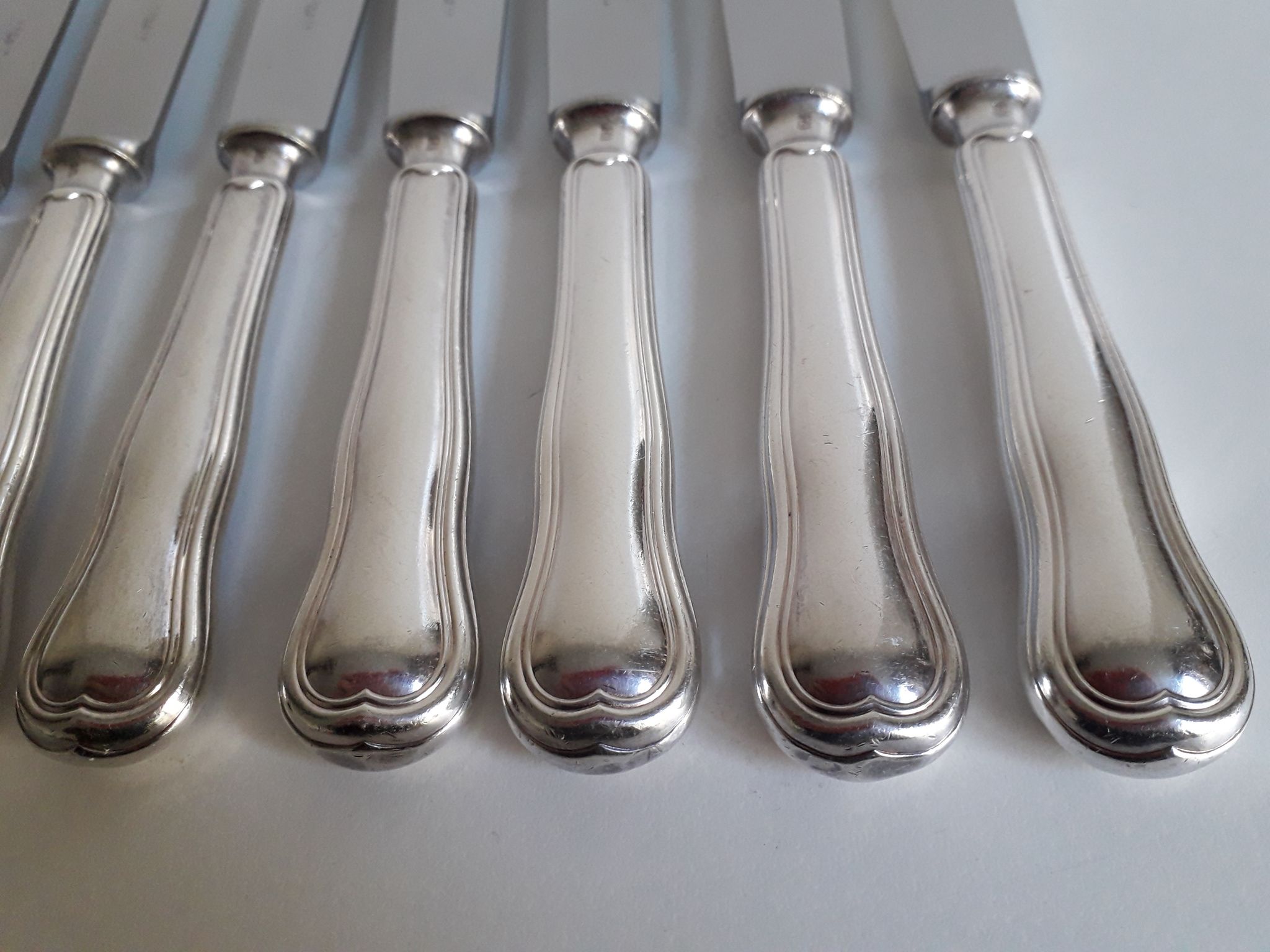 Set of 12 knives silver metal and stainless steel violin model Ercuis
