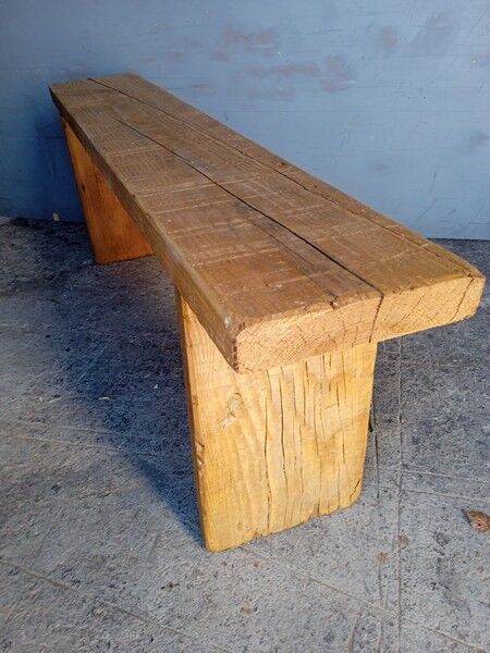 Solid wood bench patinated 140cm