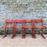 Set of 4 red chairs