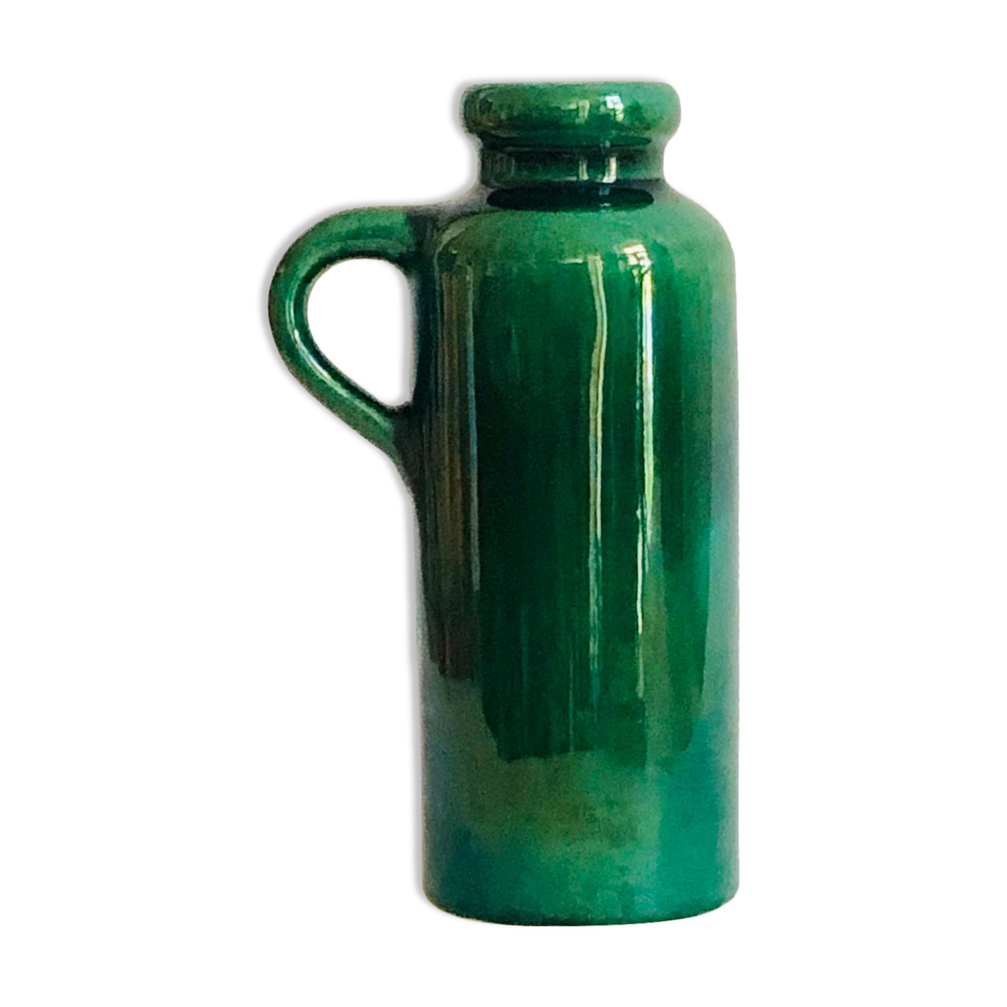 Soliflore vase in iridescent green ceramic West Germany