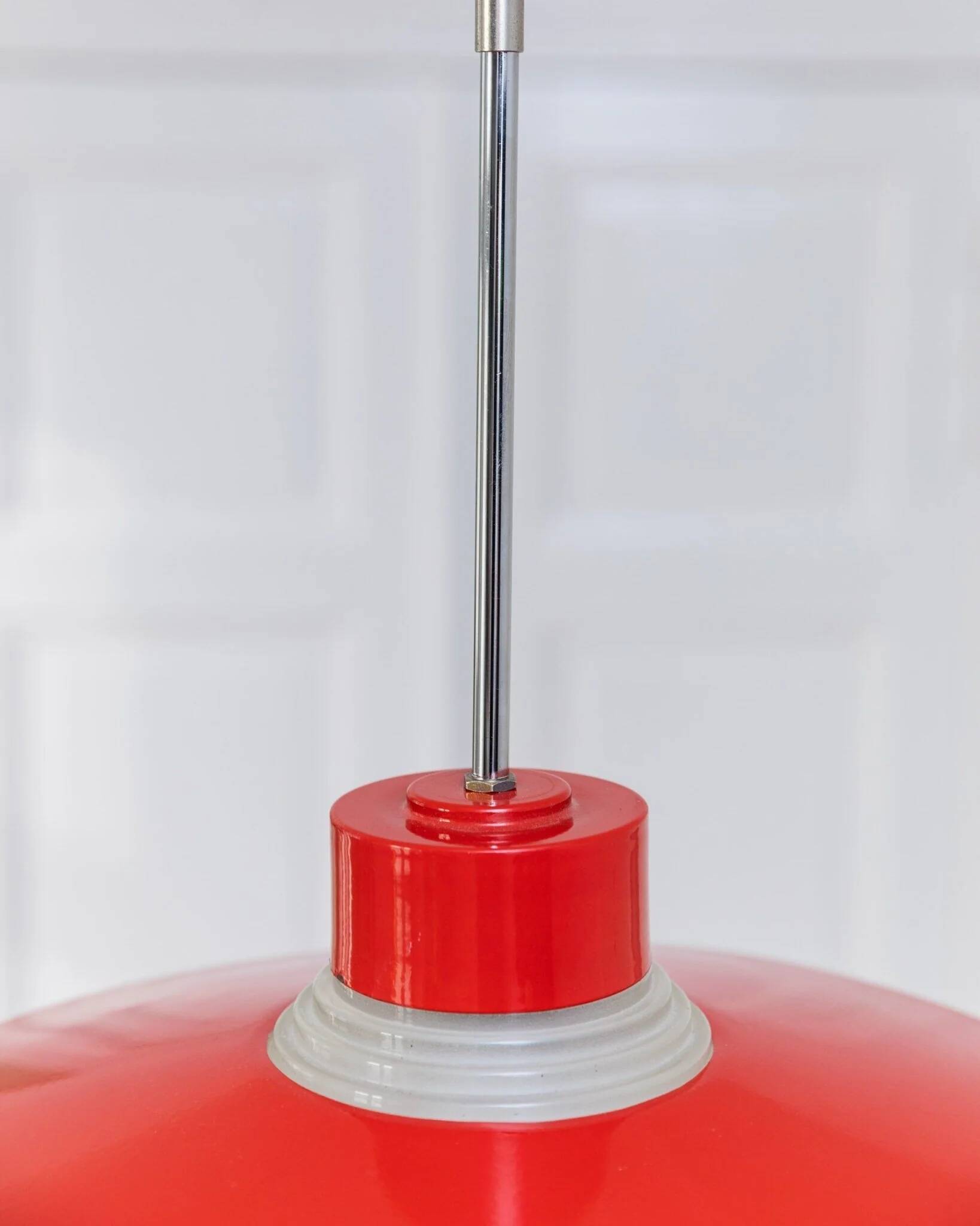 Danish ceiling light in red metal and glass - Mid-Century Design - 1960s