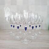 10 Crystal d'Arques glasses model Venice Sapphire blue