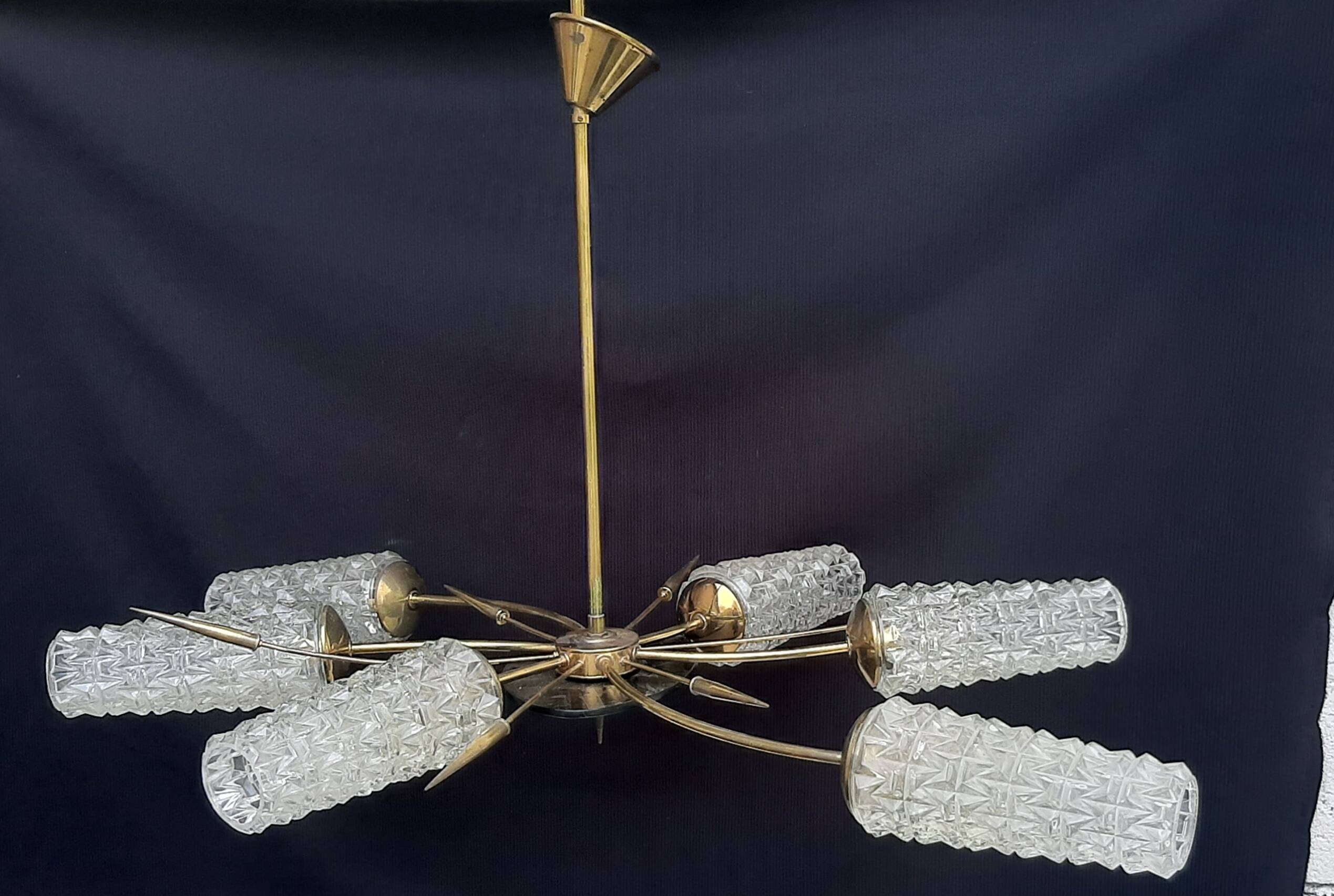 Vintage 60s sun shape chandelier 6 branches